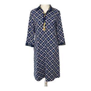 J.McLaughlin Elena Dress Womens Small 3/4 Sleeve Floral Print Pullover Blue